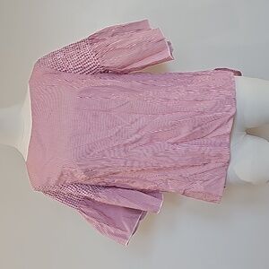 Vineyard Vines Smocked Flutter Sleeve Red Striped  Blouse small made in italy